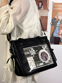 Large Kawaii Ita Tote Bag (PU) – Clear Window Pin Display Crossbody