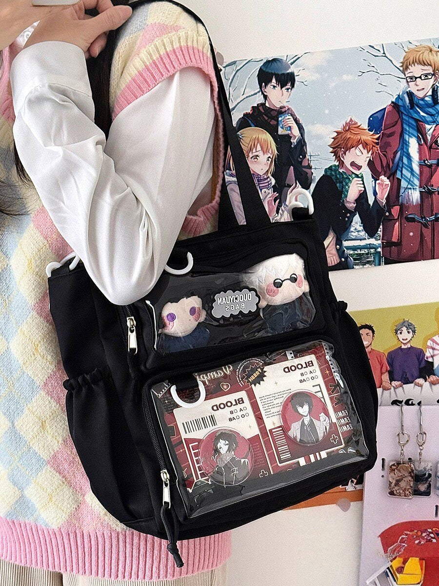 Basic Clear-Window Ita Bag Crossbody (Large Capacity)