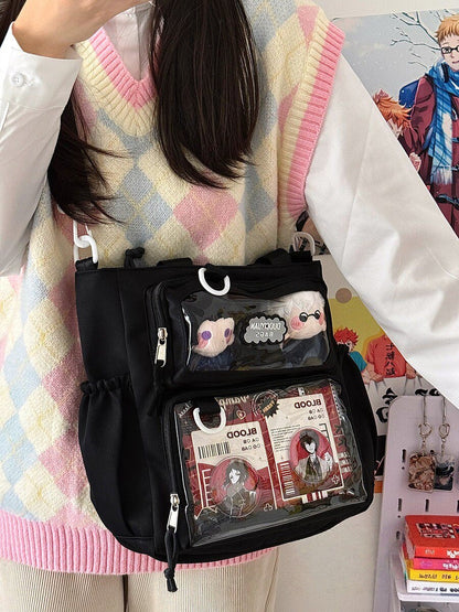 Basic Clear-Window Ita Bag Crossbody (Large Capacity)