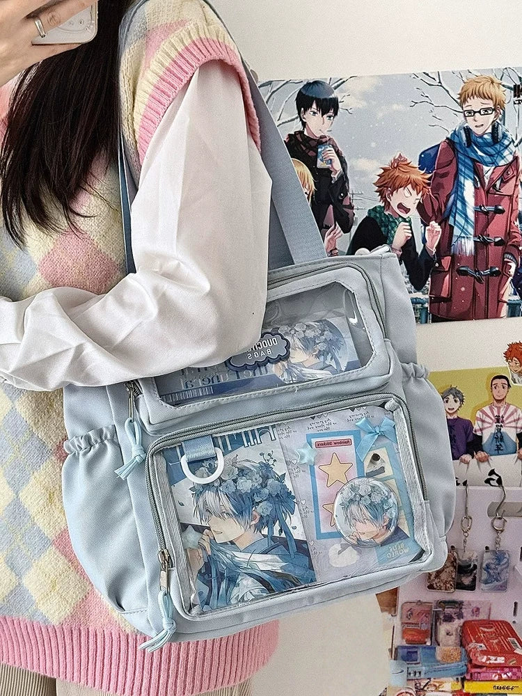 Basic Clear-Window Ita Bag Crossbody (Large Capacity)