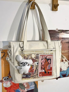 Ribbon Lace Clear Window Ita Tote Bag (Shoulder/Crossbody) – Everyday Commuter Display Bag