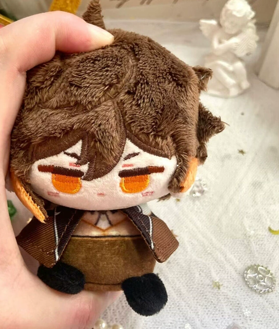 Genshin Impact Zhongli 12cm Sitting Posture Plush Doll Keychain
