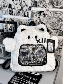 Plush Bear Ita Backpack – Fits 20cm Doll, Clear Window Pin Bag