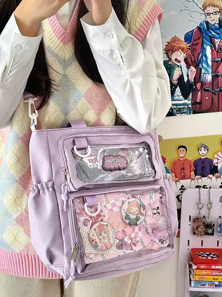 Basic Clear-Window Ita Bag Crossbody (Large Capacity)