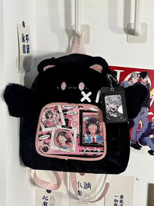 Plush Bear Ita Backpack – Fits 20cm Doll, Clear Window Pin Bag