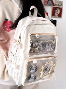 JK Style Ita Backpack – Clear Window Pin Display Backpack (Large Capacity)