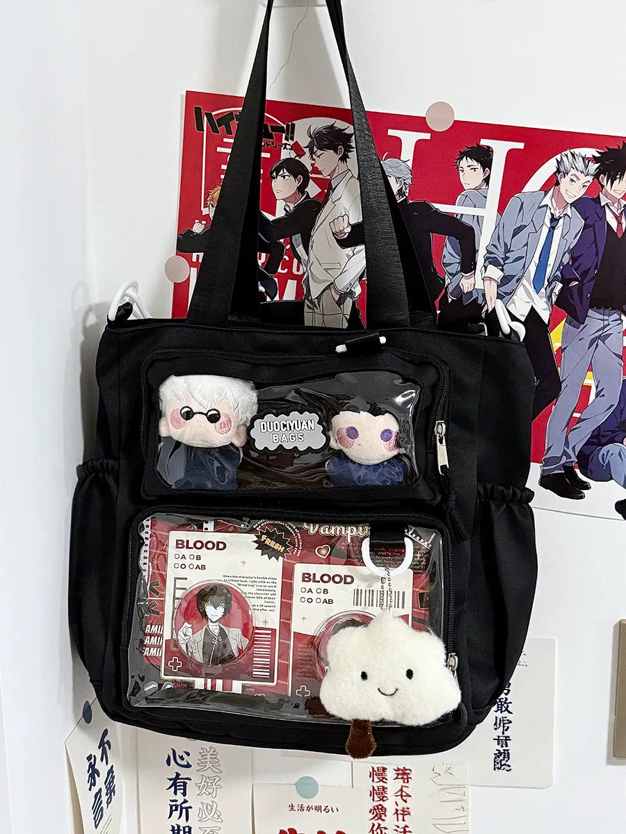 Basic Clear-Window Ita Bag Crossbody (Large Capacity)