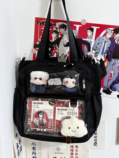 Basic Clear-Window Ita Bag Crossbody (Large Capacity)