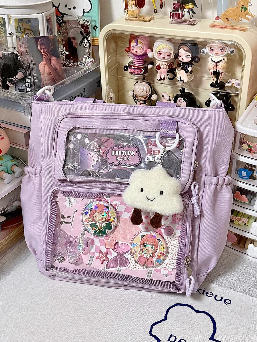 Basic Clear-Window Ita Bag Crossbody (Large Capacity)