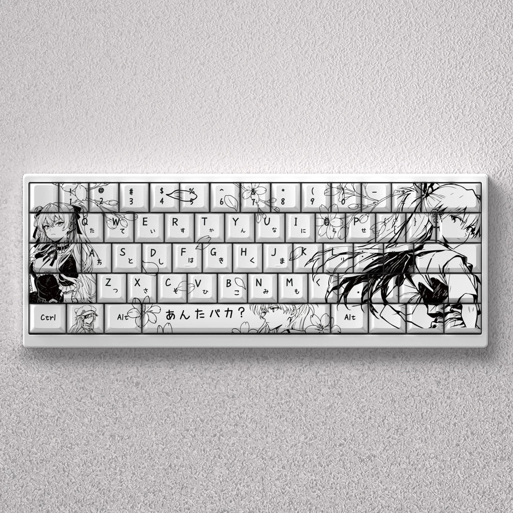 Asuka Black & White Side-Printed OEM Profile PBT Keycap Set