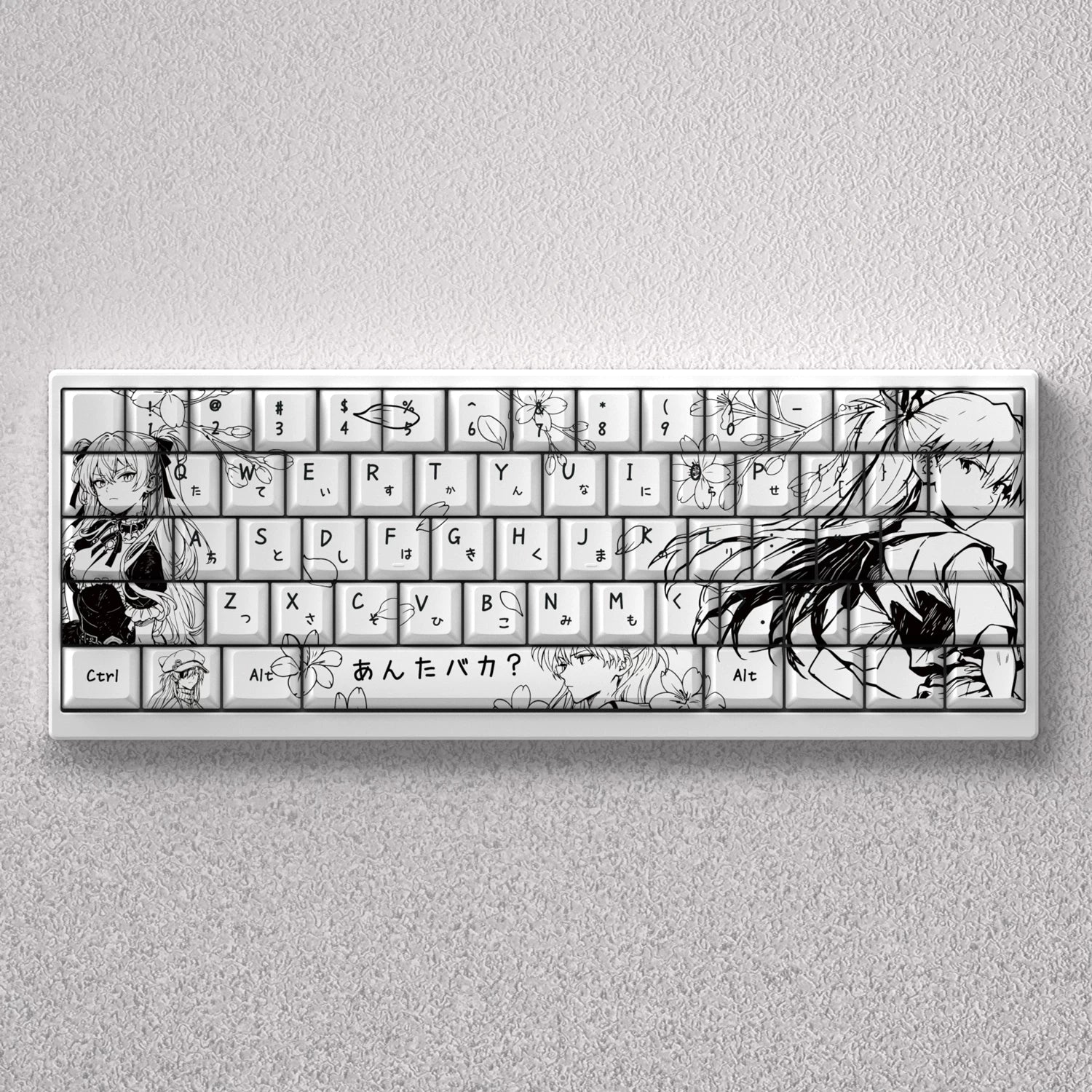 Asuka Black & White Side-Printed OEM Profile PBT Keycap Set