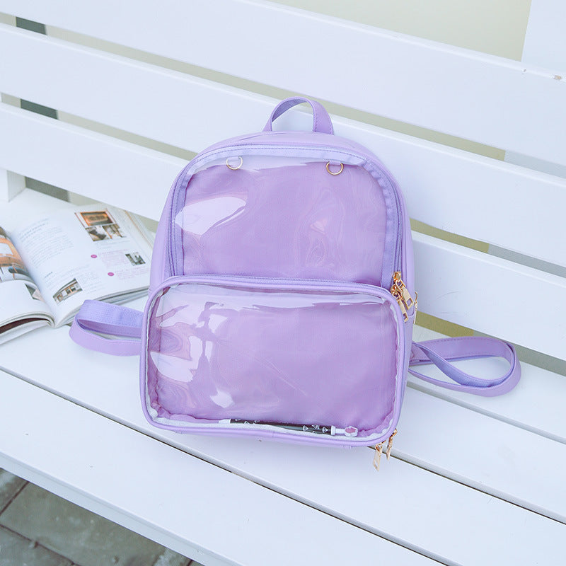 Double Window Candy PU Leather Backpack