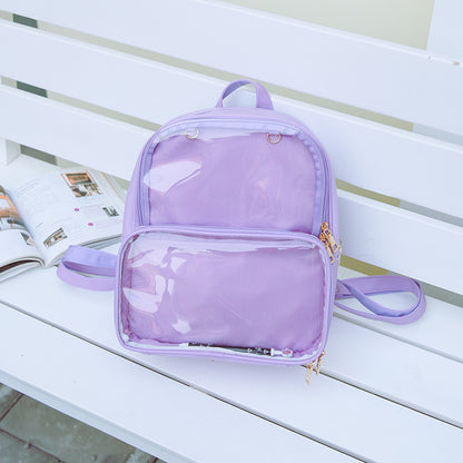 Double Window Candy PU Leather Backpack