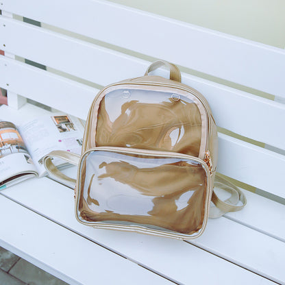 Double Window Candy PU Leather Backpack
