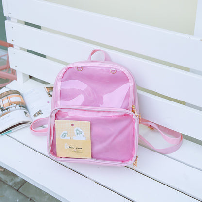 Double Window Candy PU Leather Backpack