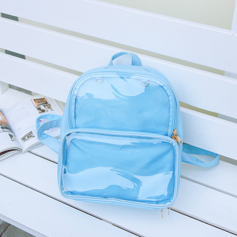 Double Window Candy PU Leather Backpack