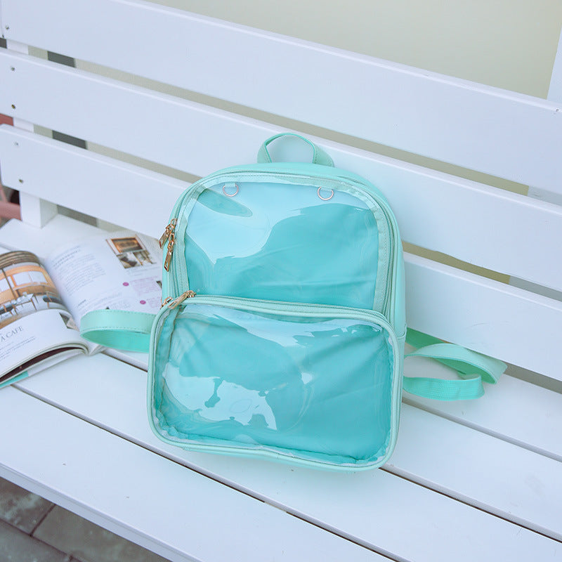 Double Window Candy PU Leather Backpack