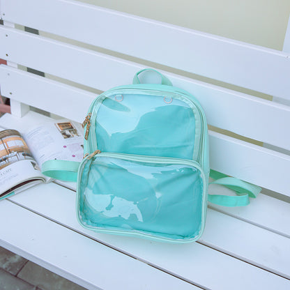 Double Window Candy PU Leather Backpack