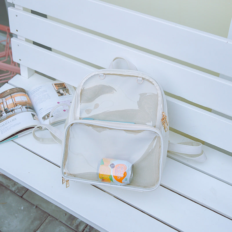 Double Window Candy PU Leather Backpack