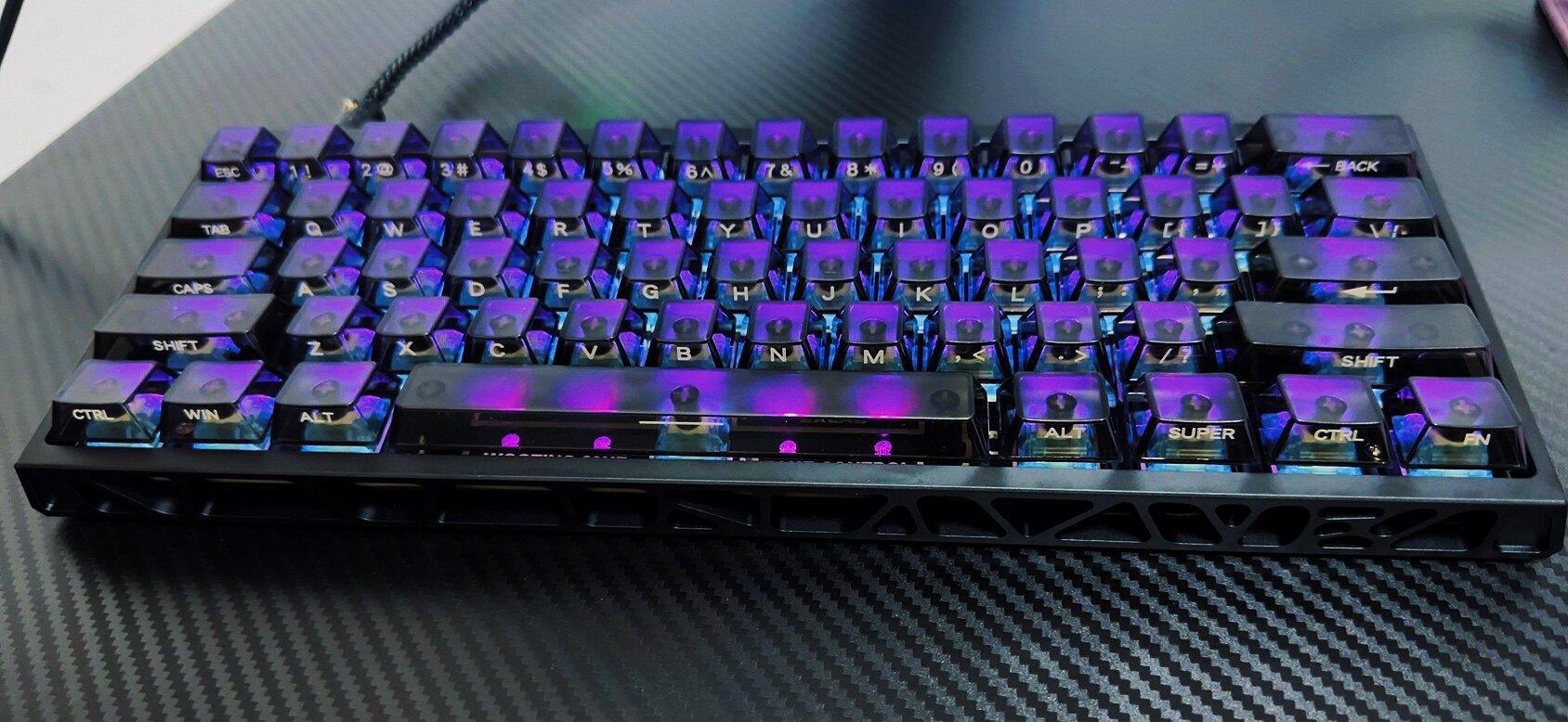 Black Frosted Translucent 115-Key Side-Printed OEM Profile Keycap Set
