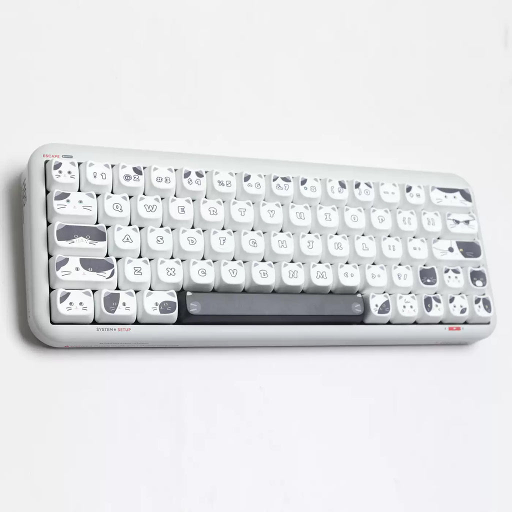 Black & White Cat MOA PBT Keycap Set