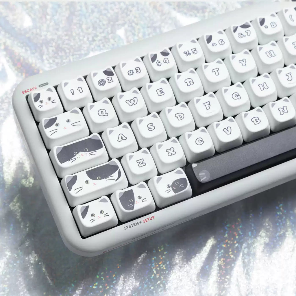 Black & White Cat MOA PBT Keycap Set