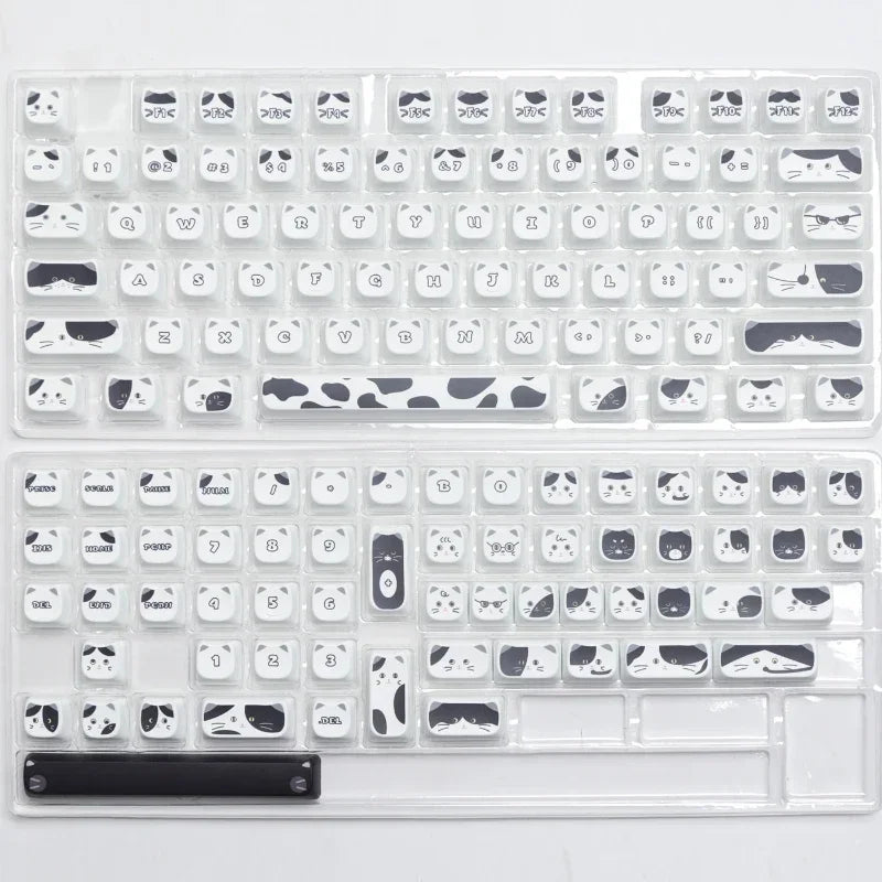 Black & White Cat MOA PBT Keycap Set