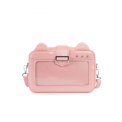 Cat Can Cat Ear Ita Bag – Clear Mini Crossbody for Pins and Badges