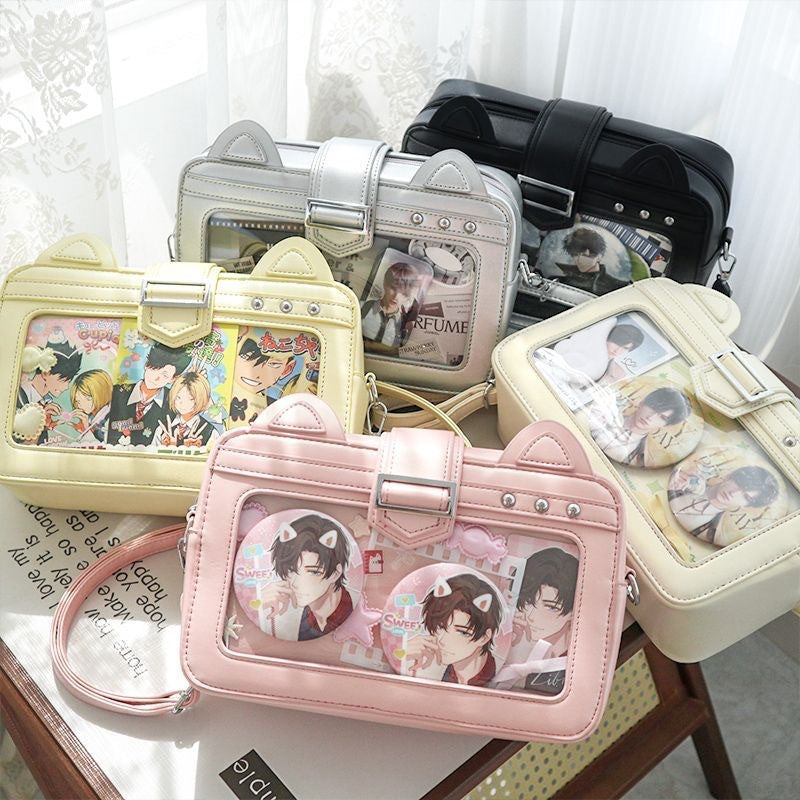 Cat Can Cat Ear Ita Bag – Clear Mini Crossbody for Pins and Badges