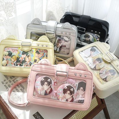 Cat Can Cat Ear Ita Bag – Clear Mini Crossbody for Pins and Badges