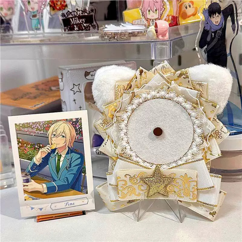 Cat Ear Holographic Rosette Badge Holder