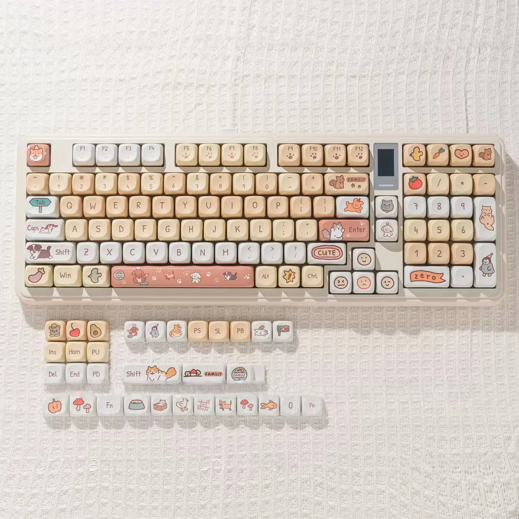 Cute Pet Kindergarten PBT Keycap Set – 132 Keys