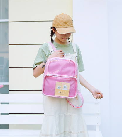 Double Window Candy PU Leather Backpack