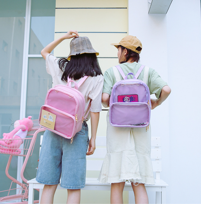 Double Window Candy PU Leather Backpack