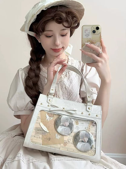 Elegant Calligraphy Ita Bag | Traditional Style Crossbody Satchel for Danmei & Anime Pins