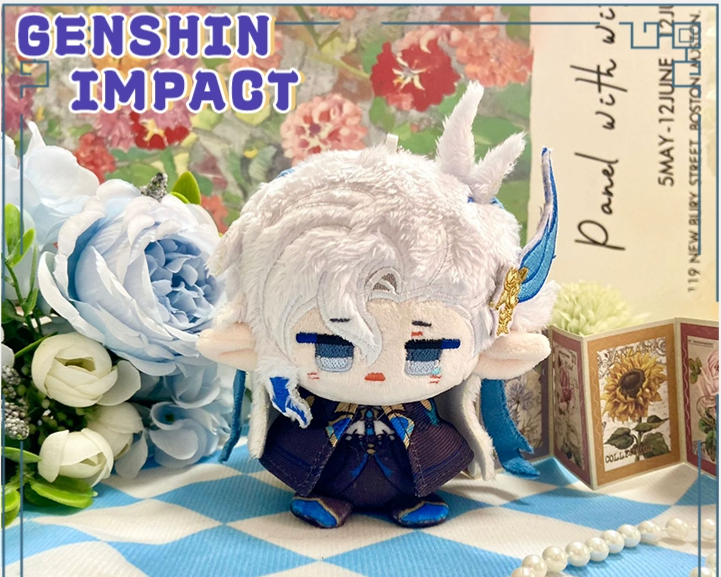 Genshin Impact Neuvillette 12cm Sitting Posture Plush Doll Keychain