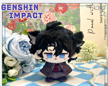 Genshin Impact Wriothesley 12cm Sitting Posture Plush Doll Keychain