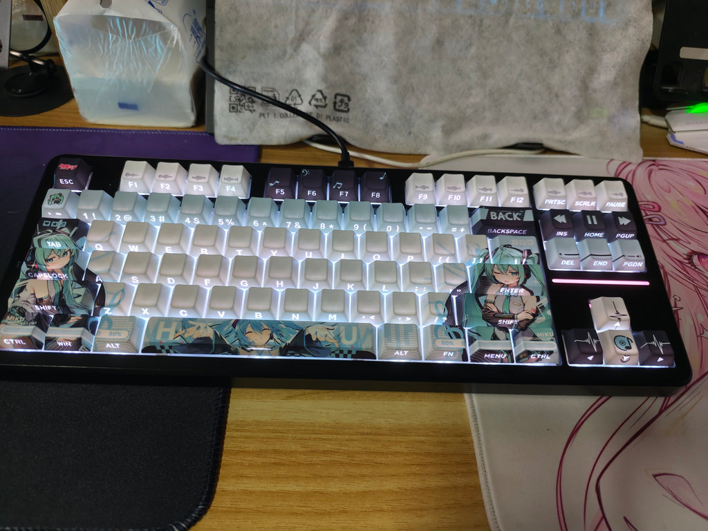 Hatsune Miku V2 Front Shine-Through Anime Keycap Set