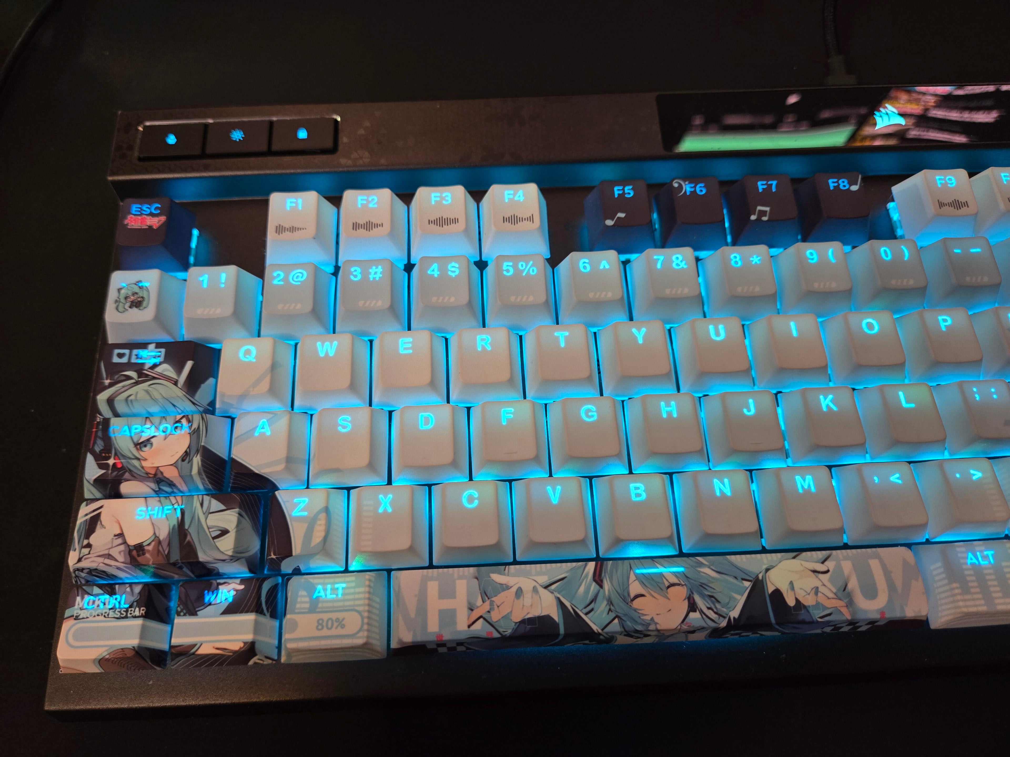 Hatsune Miku V2 Front Shine-Through Anime Keycap Set