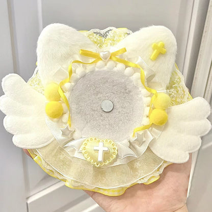 Kawaii Angel Wings Badge Rosette Holder for Ita Bags (58–75mm)