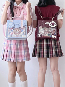 Japanese Style Cat Paw Ita Bag – 2-Way Satchel Backpack for Pins and Badges