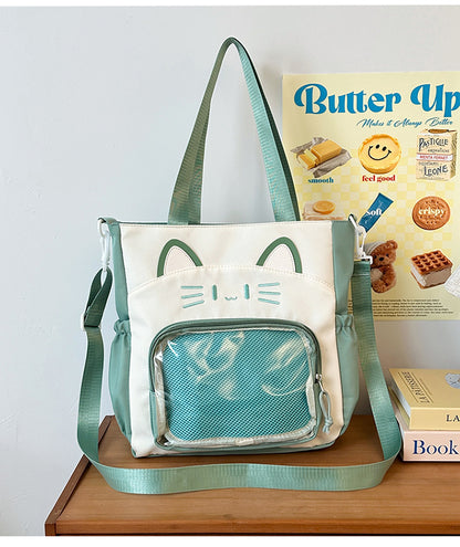 Kawaii Cat Face Ita Bag – 3-Way Clear Shoulder & Backpack