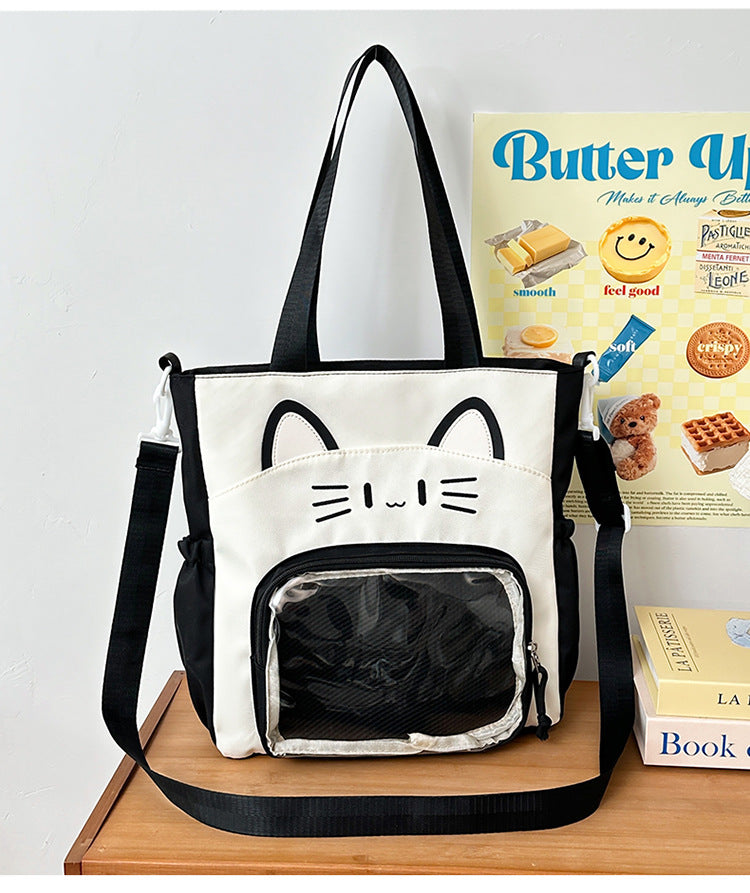 Kawaii Cat Face Ita Bag – 3-Way Clear Shoulder & Backpack