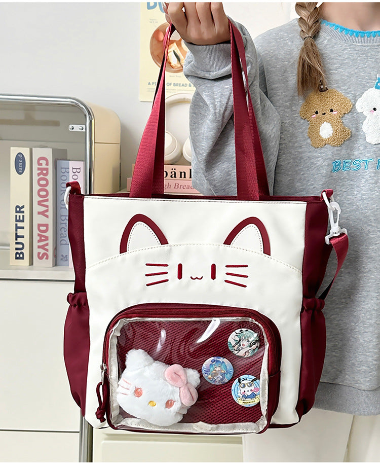 Kawaii Cat Face Ita Bag – 3-Way Clear Shoulder & Backpack