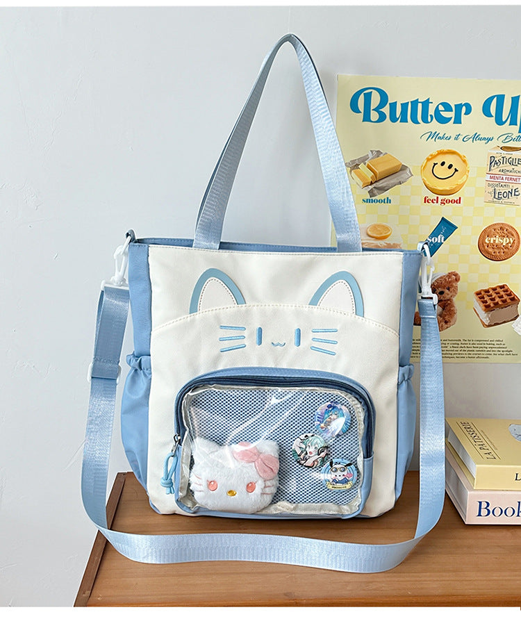 Kawaii Cat Face Ita Bag – 3-Way Clear Shoulder & Backpack