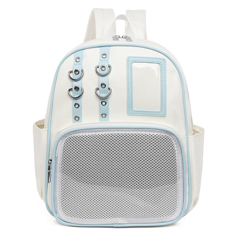 Large Capacity Dual Window Ita Backpack | PU Leather School Bag with Buckle Straps