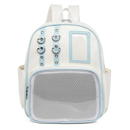 Large Capacity Dual Window Ita Backpack | PU Leather School Bag with Buckle Straps