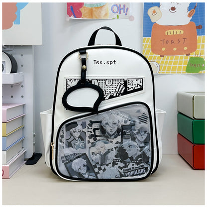 Manga Panel Ita Backpack – 3-Way Clear School Bag for Pins and Badges