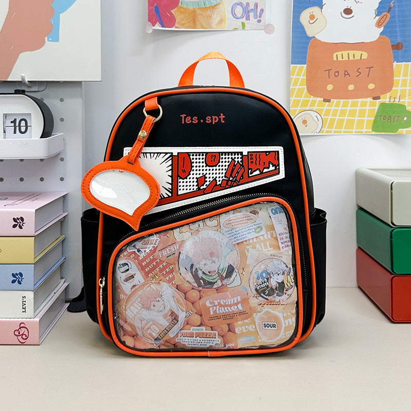 Manga Panel Ita Backpack – 3-Way Clear School Bag for Pins and Badges