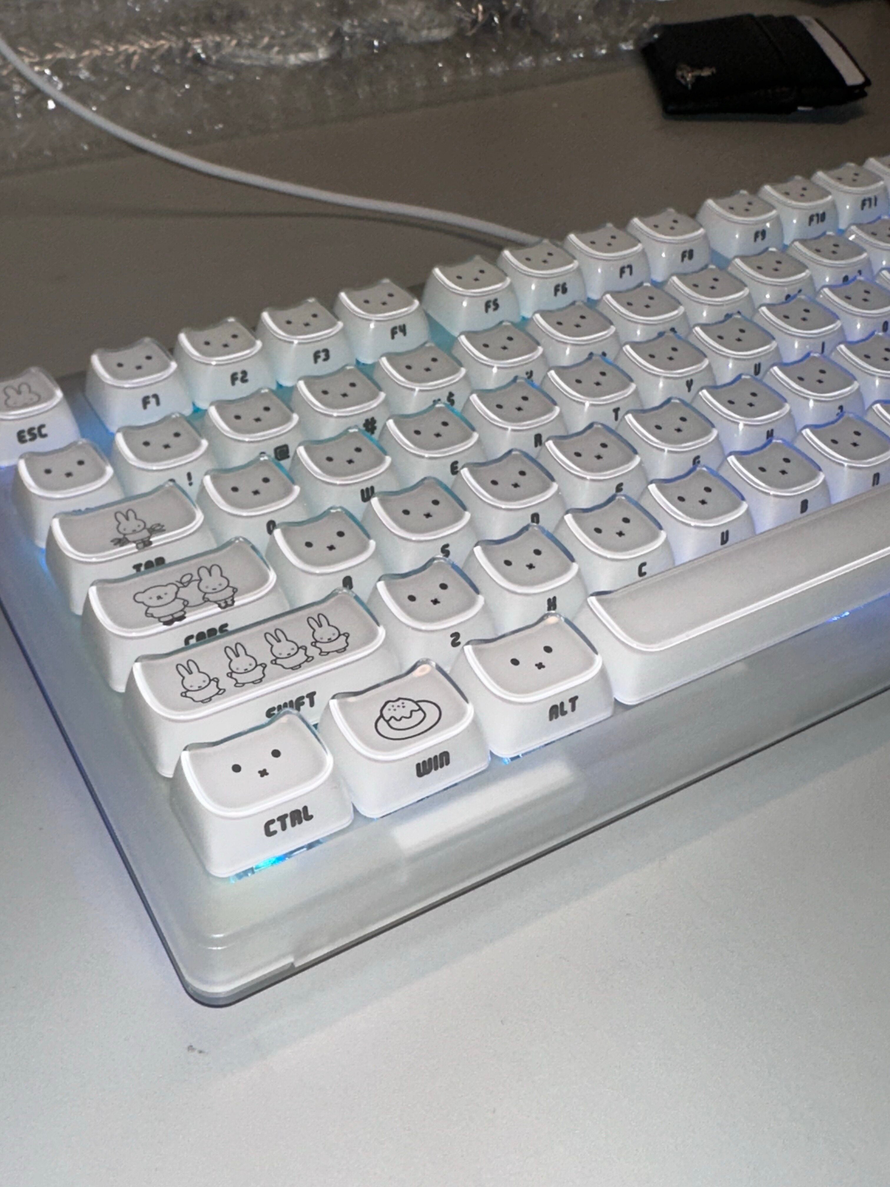 Miffy Rabbit White Crystal Jelly MOA Profile Keycap Set